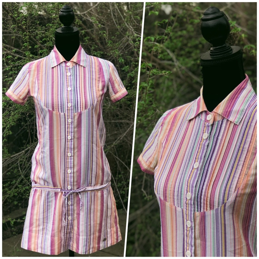 🌈Lined Colorful Button Up Tunic 64% Cotton🌈